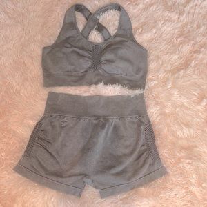 LA+IMAGE  GRAY Top & Bottom WORKOUT SET